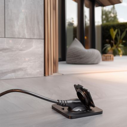 Brilagi - Zunanja vgradna talna vtičnica IP55, črna, pravokotna