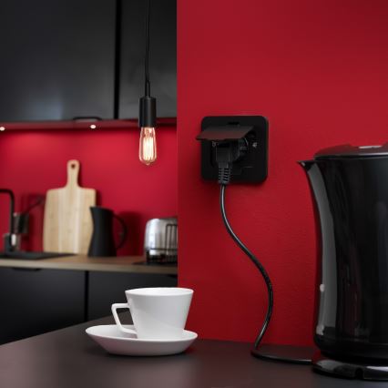 Brilagi - Zunanja vgradna talna vtičnica IP55, črna, pravokotna