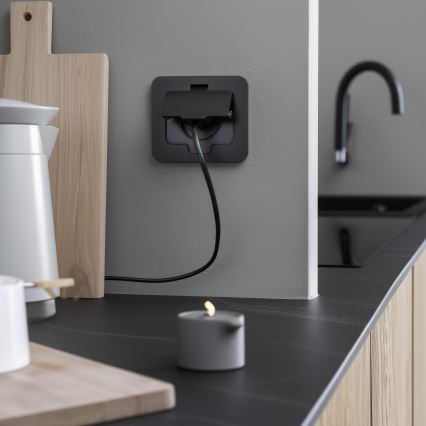 Brilagi - Zunanja vgradna talna vtičnica IP55, črna, pravokotna