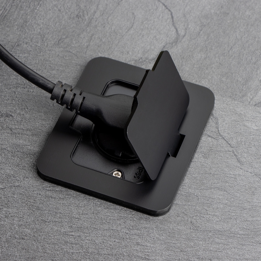 Brilagi - Zunanja vgradna talna vtičnica IP55, črna, pravokotna