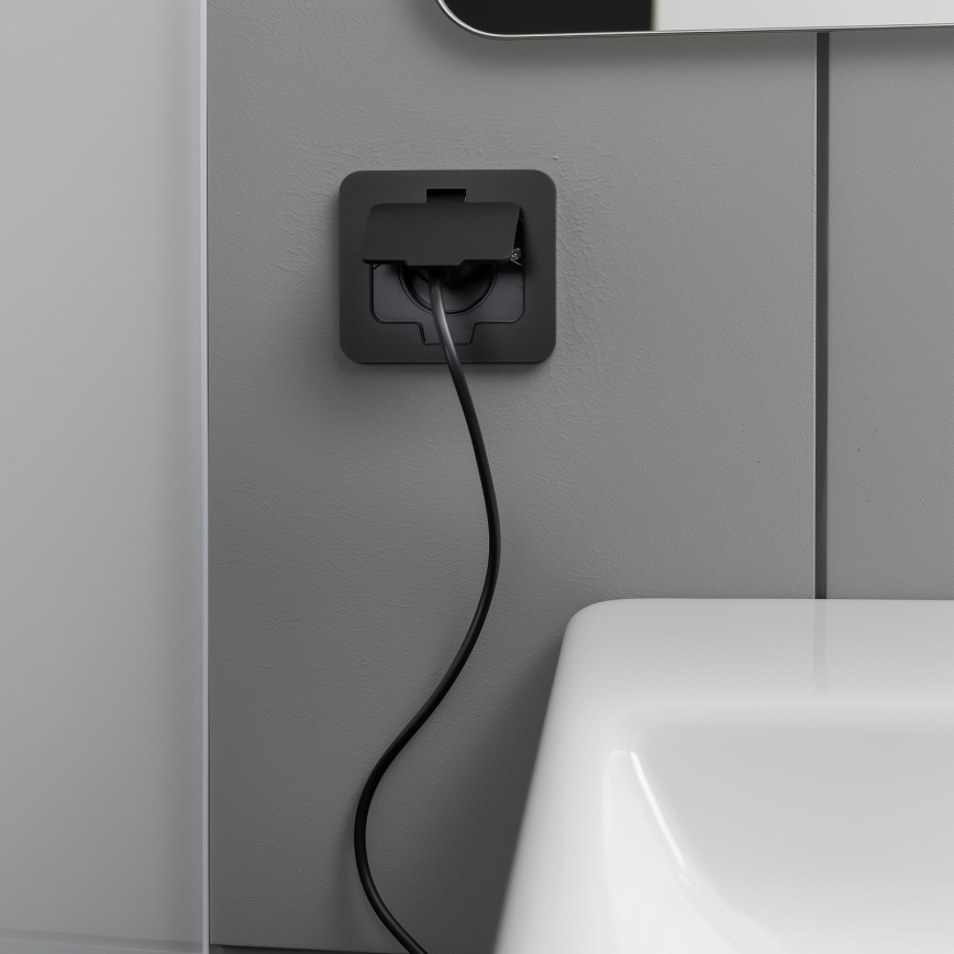 Brilagi - Zunanja vgradna talna vtičnica IP55, črna, pravokotna