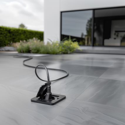 Brilagi - Zunanja vgradna talna vtičnica IP55, črna, pravokotna