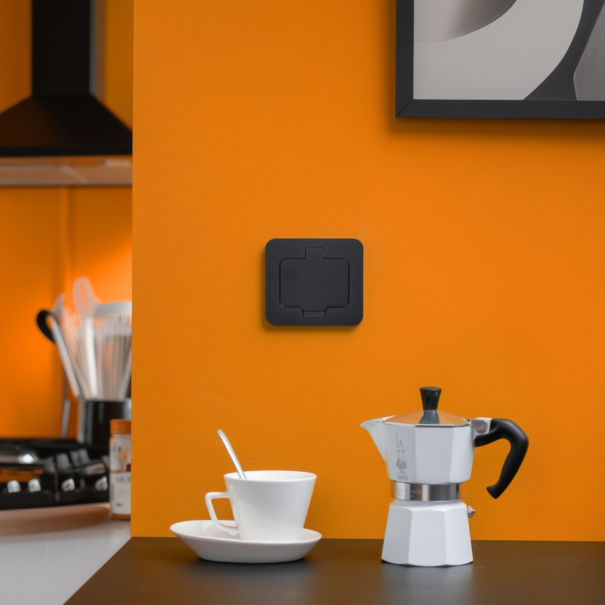 Brilagi - Zunanja vgradna talna vtičnica IP55, črna, pravokotna