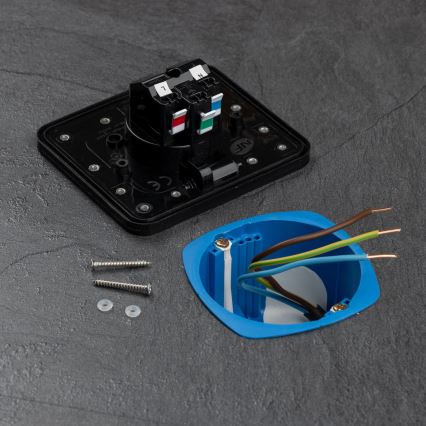 Brilagi - Zunanja vgradna talna vtičnica IP55, črna, pravokotna