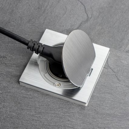Brilagi - Zunanja vgradna talna vtičnica IP55 mat krom kvadrat