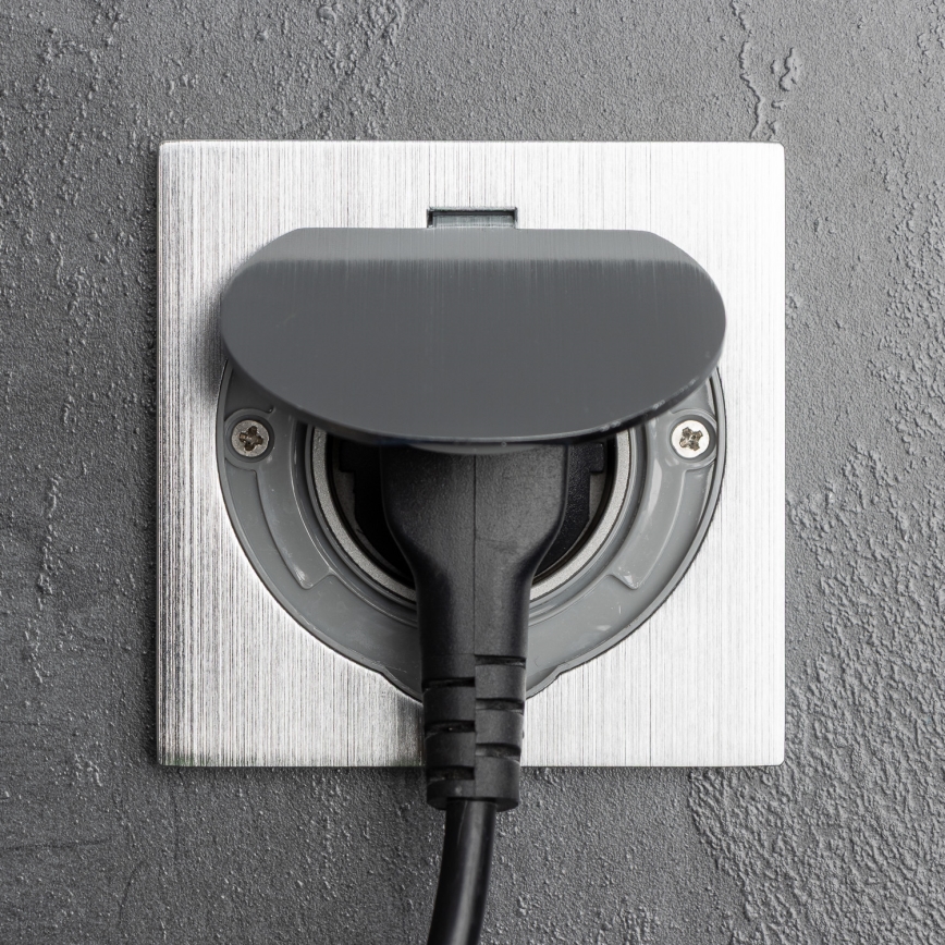Brilagi - Zunanja vgradna talna vtičnica IP55 mat krom kvadrat