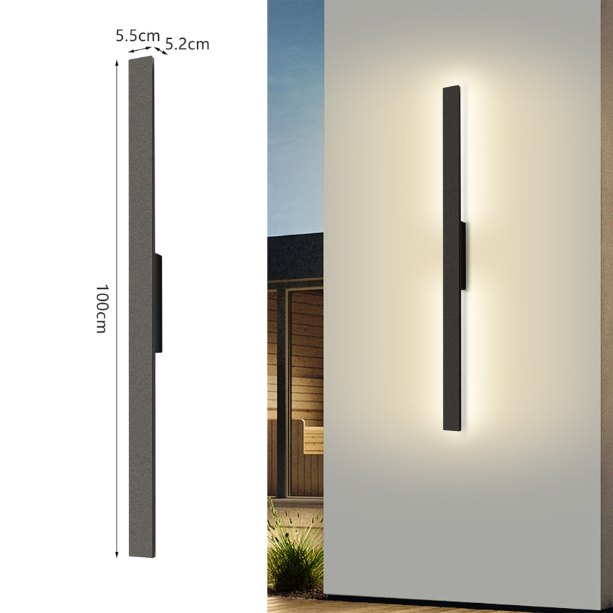 Brilagi - LED zunanje stensko svetilo LUNA LED/24W/230V 4000K IP65 100 cm črna CRI 90
