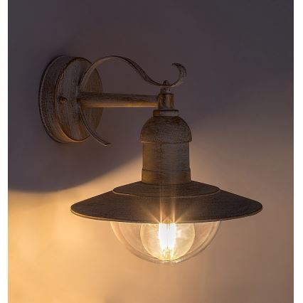 Brilagi - Zunanje stensko svetilo MOLDE 1xE27/60W/230V IP44 bela/patina