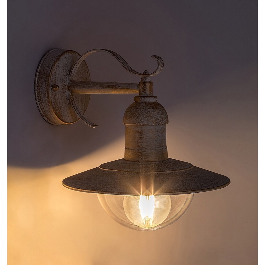 Brilagi - Zunanje stensko svetilo MOLDE 1xE27/60W/230V IP44 bela/patina
