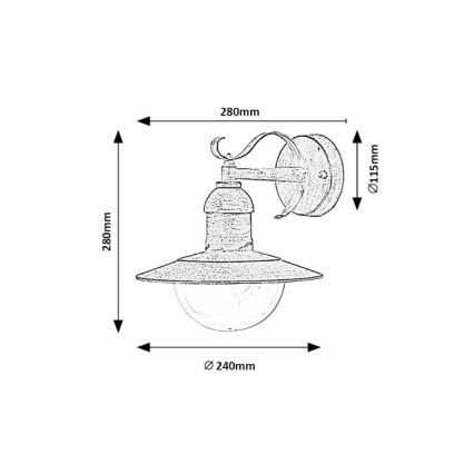 Brilagi - Zunanje stensko svetilo MOLDE 1xE27/60W/230V IP44 bela/patina