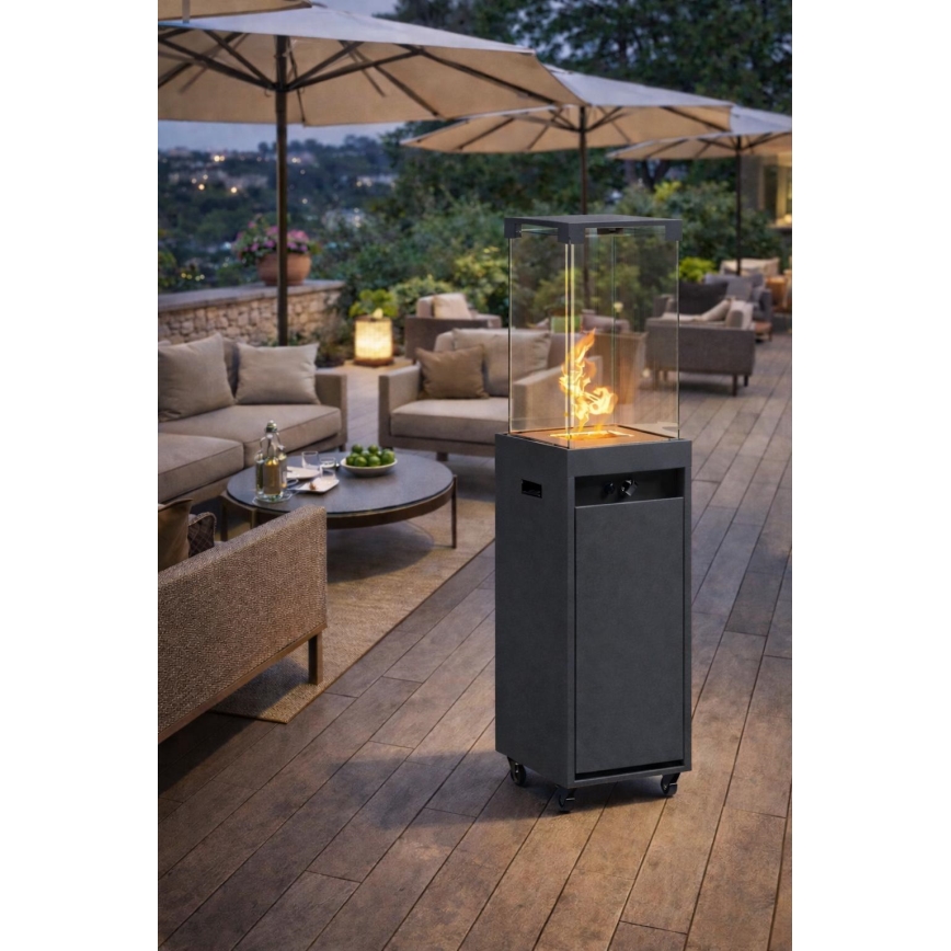 Brilagi - Zunanji plinski kamin FLARO GAS 142x36 cm 8kW 1xAAA antracit + zaščitni pokrov