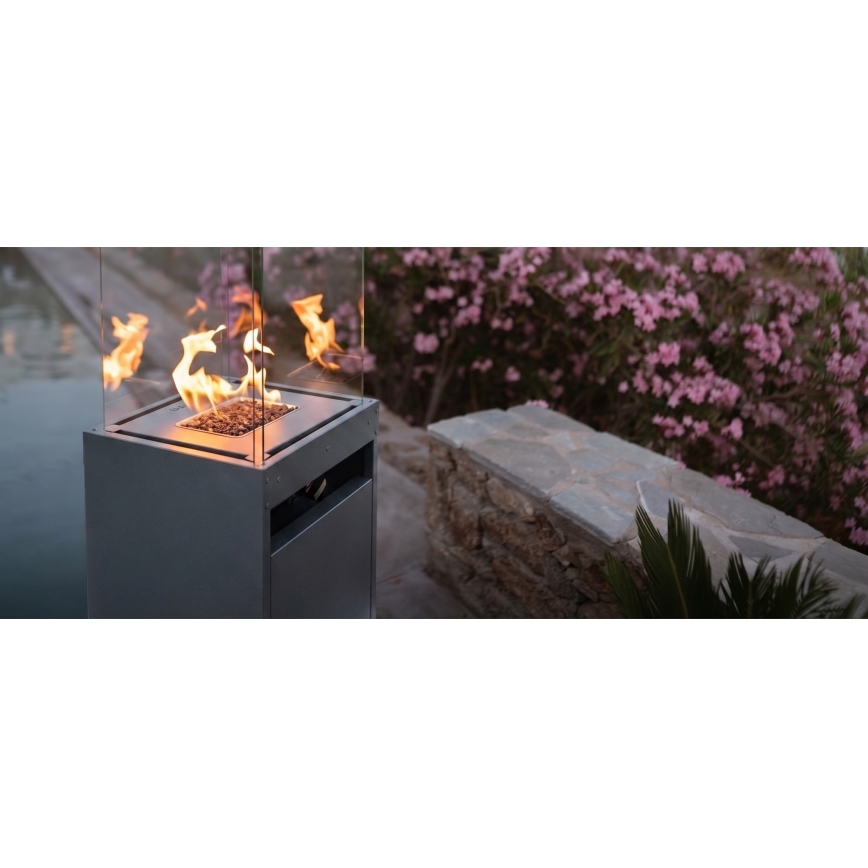 Brilagi - Zunanji plinski kamin FLARO GAS 142x36 cm 8kW 1xAAA antracit + zaščitni pokrov
