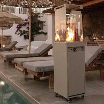 Brilagi - Zunanji plinski kamin FLARO GAS 142x36 cm 8kW 1xAAA bež + zaščitni pokrov