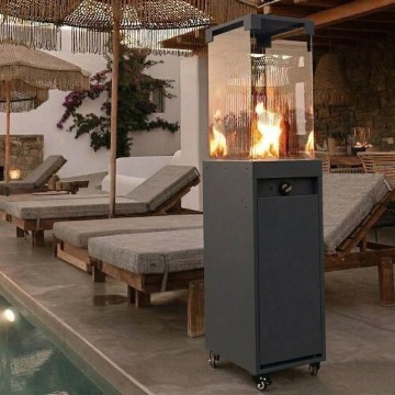 Brilagi - Zunanji plinski kamin FLARO GAS 142x36 cm 8kW 1xAAA črna + zaščitni pokrov
