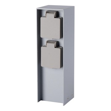 Brilagi - Zunanji steber z vtičnicama PILLAR, 2× SCHUKO, 230 V, IP44, srebrn