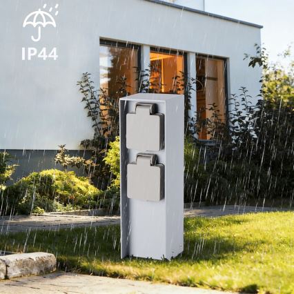 Brilagi - Zunanji steber z vtičnicama PILLAR, 2× SCHUKO, 230 V, IP44, srebrn