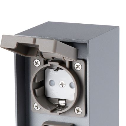 Brilagi - Zunanji steber z vtičnicama PILLAR, 2× SCHUKO, 230 V, IP44, srebrn