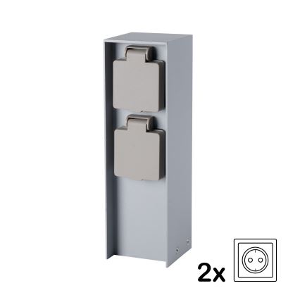 Brilagi - Zunanji steber z vtičnicama PILLAR, 2× SCHUKO, 230 V, IP44, srebrn