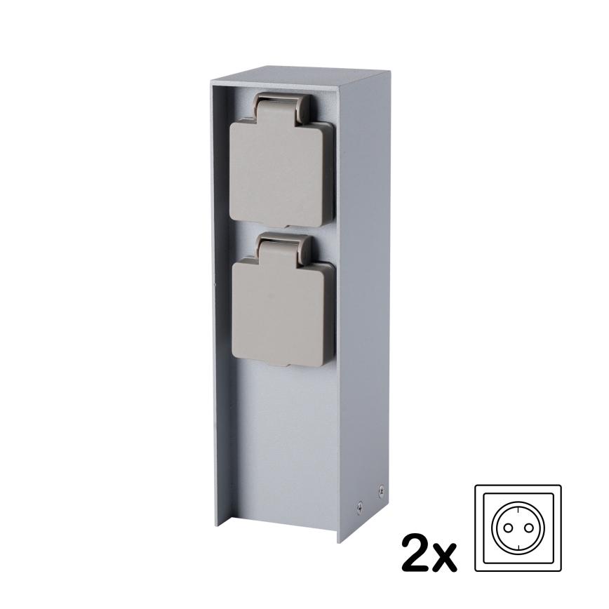 Brilagi - Zunanji steber z vtičnicama PILLAR, 2× SCHUKO, 230 V, IP44, srebrn