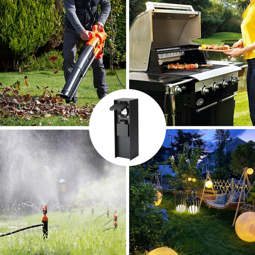 Brilagi - Zunanji steber z vtičnicami PILLAR 2Z SCHUKO 230V IP44 črn
