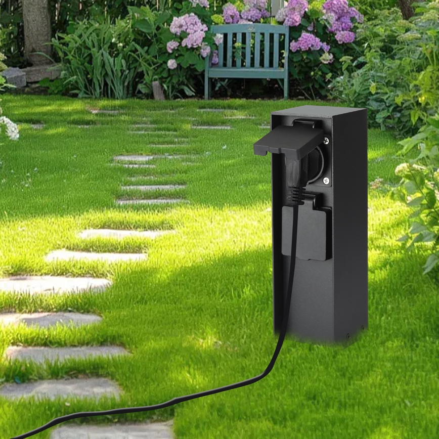 Brilagi - Zunanji steber z vtičnicami PILLAR 2Z SCHUKO 230V IP44 črn