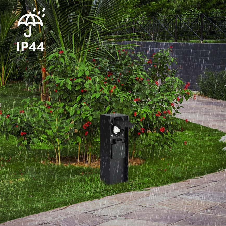 Brilagi - Zunanji steber z vtičnicami PILLAR 2Z SCHUKO 230V IP44 črn