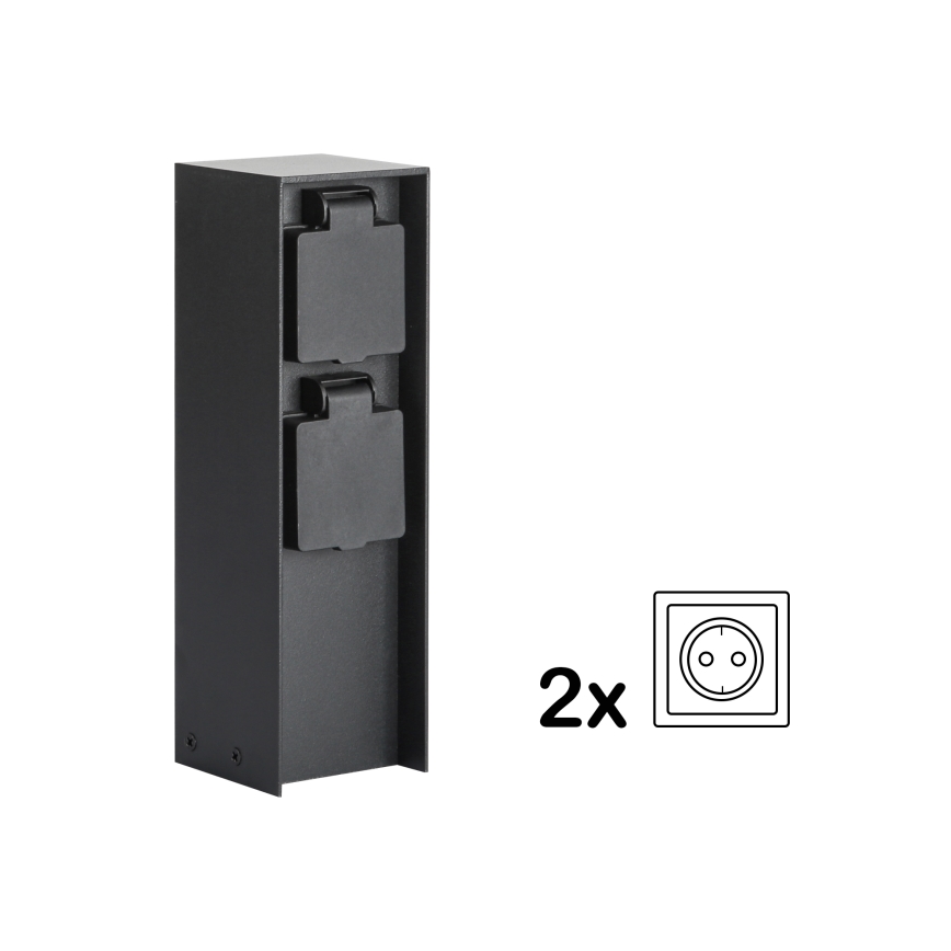 Brilagi - Zunanji steber z vtičnicami PILLAR 2Z SCHUKO 230V IP44 črn