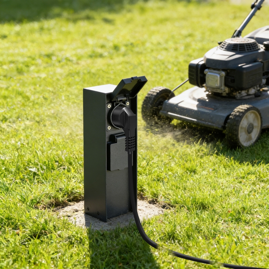 BRILAGI - Zunanji steber z vtičnicami PILLAR 2Z SCHUKO 230V IP44 črn