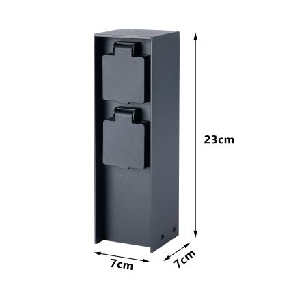 BRILAGI - Zunanji steber z vtičnicami PILLAR 2Z SCHUKO 230V IP44 črn