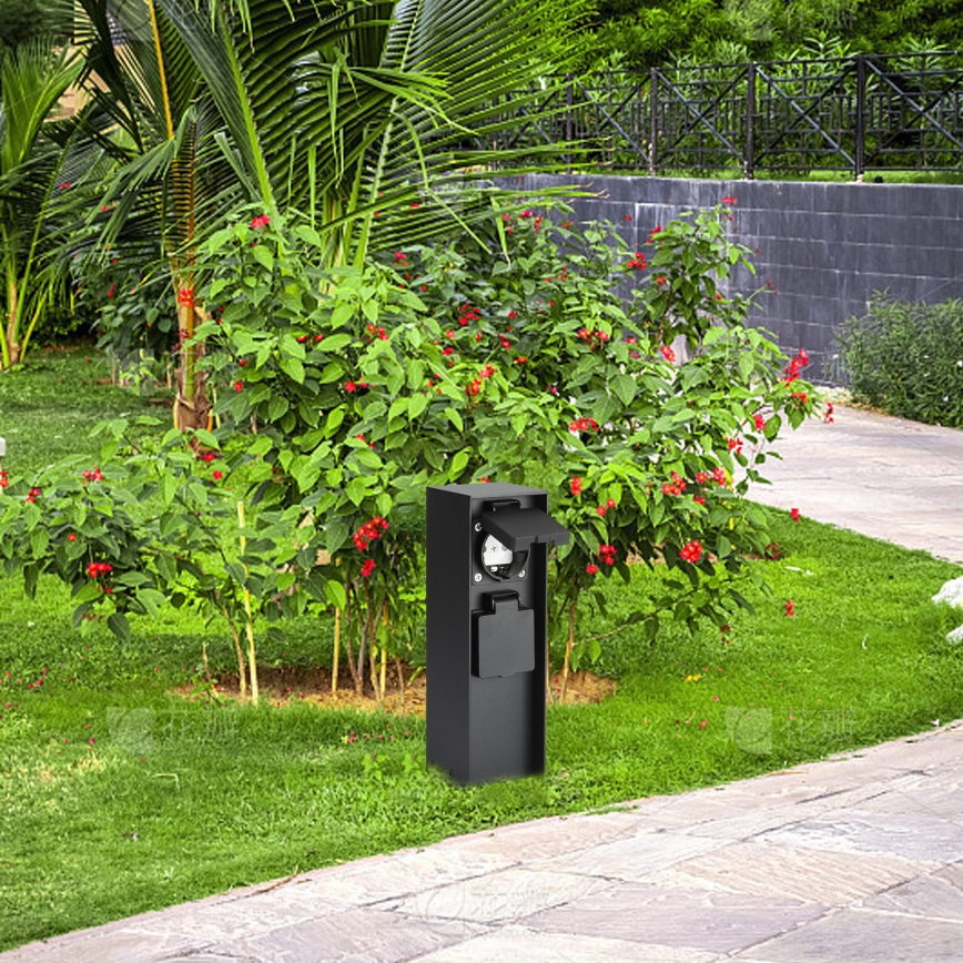 Brilagi - Zunanji stebriček z vtičnicami PILLAR 2Z SCHUKO 230V IP44 črna