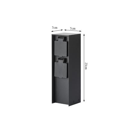 Brilagi - Zunanji stebriček z vtičnicami PILLAR 2Z SCHUKO 230V IP44 črna
