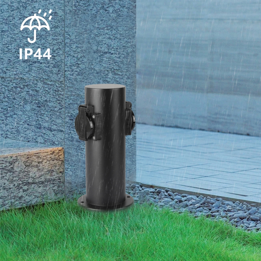 Brilagi - Zunanji stebriček z vtičnicami PILLAR 2Z SCHUKO 230V IP44 črna