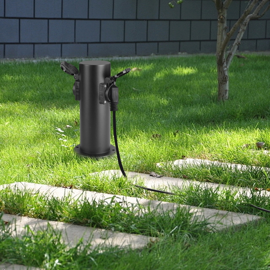 Brilagi - Zunanji stebriček z vtičnicami PILLAR 2Z SCHUKO 230V IP44 črna