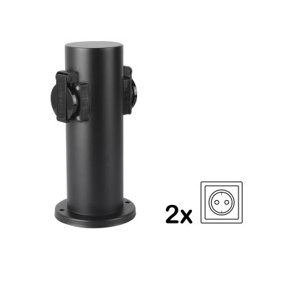 Brilagi - Zunanji stebriček z vtičnicami PILLAR 2Z SCHUKO 230V IP44 črna
