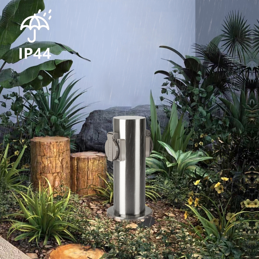 Brilagi - Zunanji stebriček z vtičnicami PILLAR 2Z SCHUKO 230V IP44 mat krom