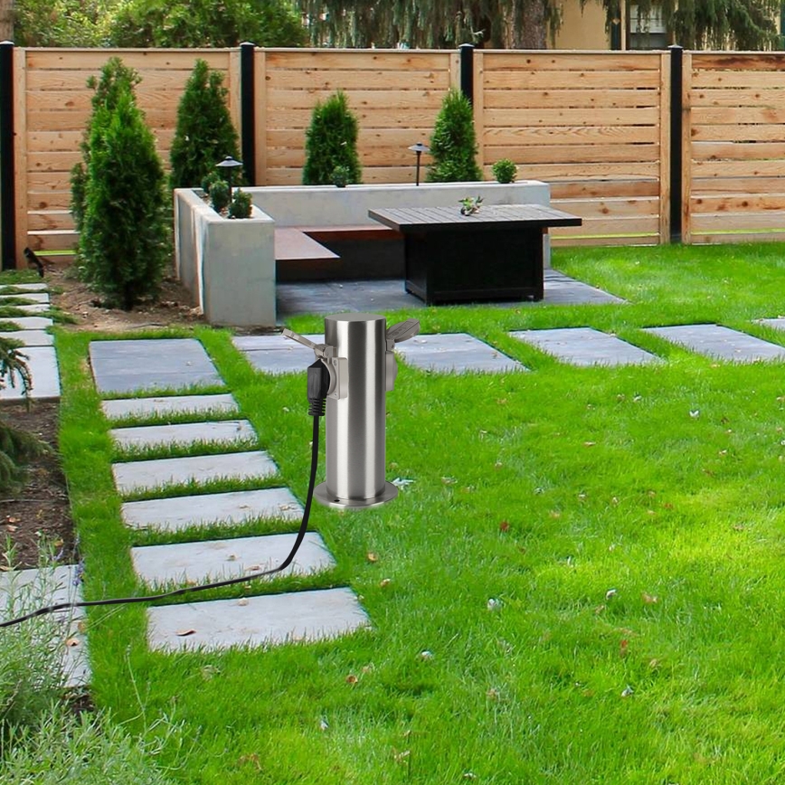 Brilagi - Zunanji stebriček z vtičnicami PILLAR 2Z SCHUKO 230V IP44 mat krom