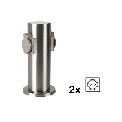Brilagi - Zunanji stebriček z vtičnicami PILLAR 2Z SCHUKO 230V IP44 mat krom
