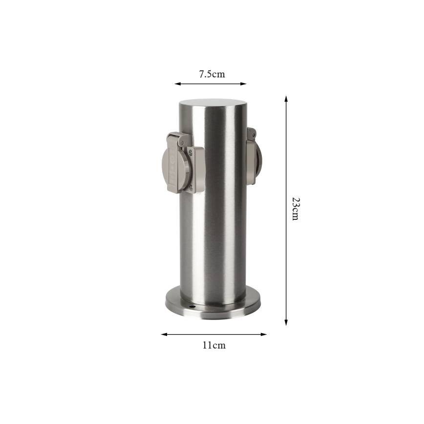 Brilagi - Zunanji stebriček z vtičnicami PILLAR 2Z SCHUKO 230V IP44 mat krom