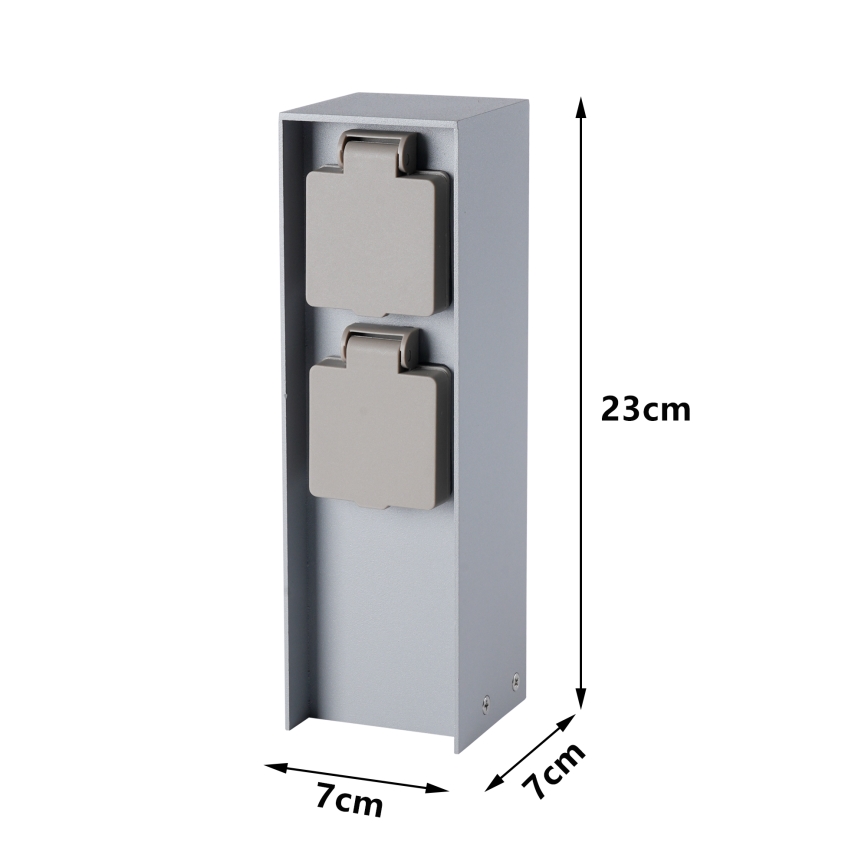 Brilagi - Zunanji stolp PILLAR z 2 SCHUKO vtičnicama, 230 V, IP44, srebrna