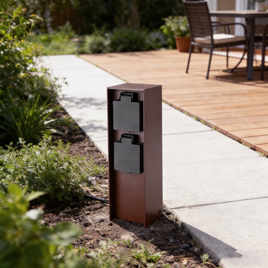 Brilagi - Zunanji stolp z vtičnicami PILLAR 2Z SCHUKO 230V IP44 rjav