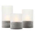 Brilliant - Komplet 3 kosov LED sveč BOUGIE LED/2xAA IP44 siva/bela