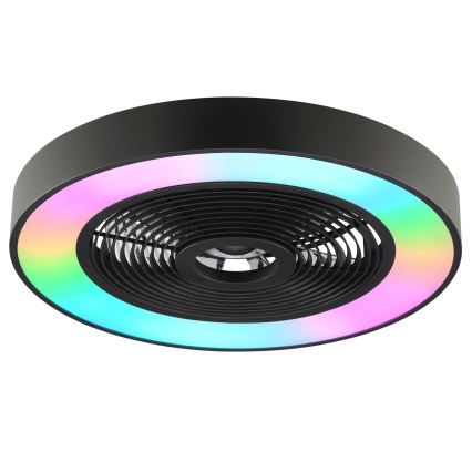 Brilliant - LED RGBW z možnostjo zatemnitve stropna svetilka z ventilatorjem CATANIA LED/37W/230V 2700-6500K premer 48,6 cm črna + daljinski upravljalnik