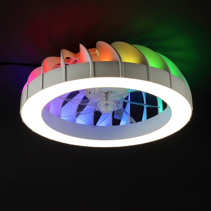 Brilliant - LED RGBW Zatemnitveni stropni ventilator s svetilko FANORA LED/30W/230V 2700-6500K pr. 46 cm bela + Daljinski upravljalnik
