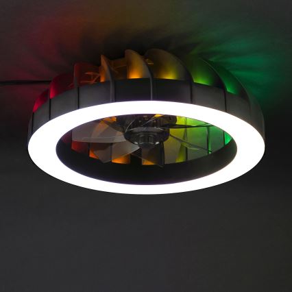 Brilliant - LED RGBW Zatemnitveni stropni ventilator s svetilko FANORA LED/30W/230V 2700-6500K pr. 46 cm črna + Daljinski upravljalnik