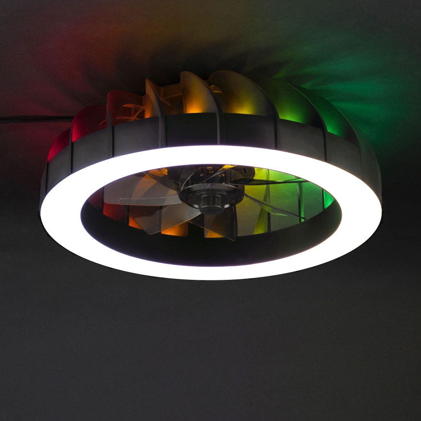 Brilliant - LED RGBW Zatemnitveni stropni ventilator s svetilko FANORA LED/30W/230V 2700-6500K pr. 46 cm črna + Daljinski upravljalnik