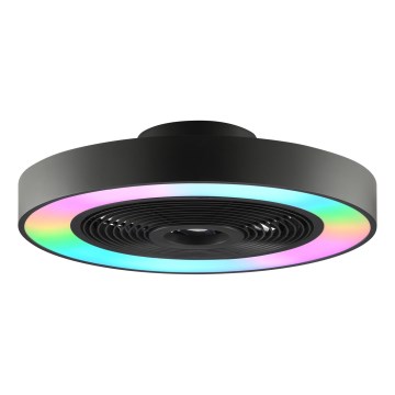 Brilliant - LED RGBW z možnostjo zatemnitve stropna svetilka z ventilatorjem CATANIA LED/37W/230V 2700-6500K premer 48,6 cm črna + daljinski upravljalnik