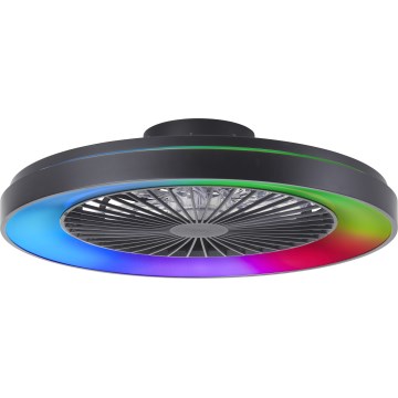 Brilliant - LED RGBW Zatemnitveni stropni ventilator MAZZARO LED/24W/230V 3000-6500K pr. 58 cm črna + Daljinski upravljalnik