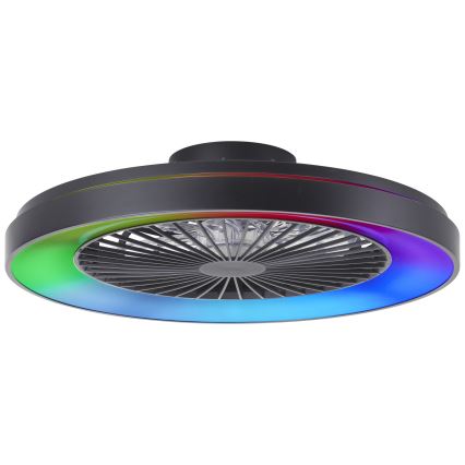 Brilliant - LED RGBW Zatemnitveni stropni ventilator MAZZARO LED/24W/230V 3000-6500K pr. 58 cm črna + Daljinski upravljalnik