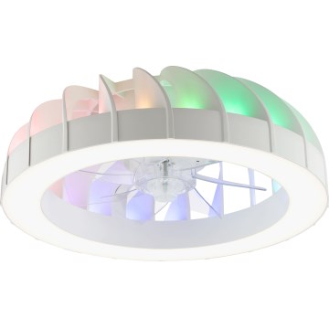 Brilliant - LED RGBW Zatemnitveni stropni ventilator s svetilko FANORA LED/30W/230V 2700-6500K pr. 46 cm bela + Daljinski upravljalnik