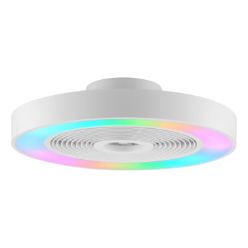 Brilliant - LED RGBW zatemnjevalna stropna svetilka z ventilatorjem CATANIA LED/37W/230V 2700-6500K, premer 48,6 cm, bela + daljinski upravljalnik